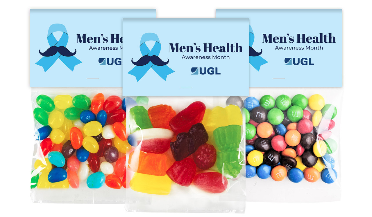 Moustache Ribbon Men's Health / Movember Custom Lolly Bag With Topper