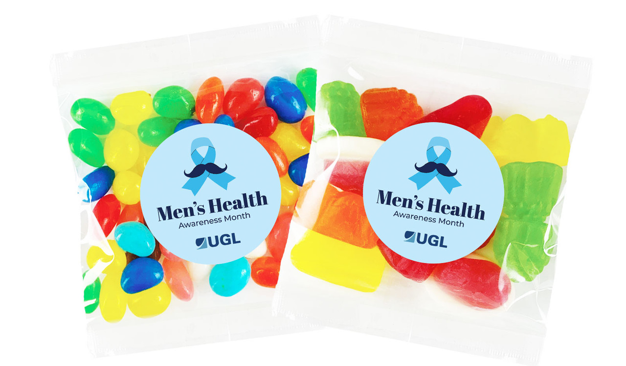 Moustache Ribbon Men's Health / Movember Personalised Lolly Bag