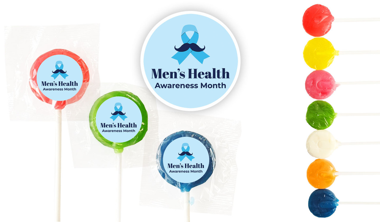 Moustache Ribbon Men's Health / Movember Custom 3cm Mini Lollipops