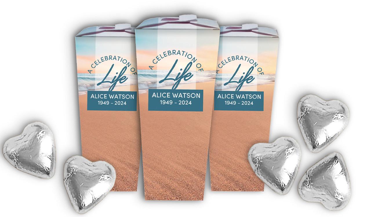 Beautiful Beach Funeral Personalised Chocaboxes