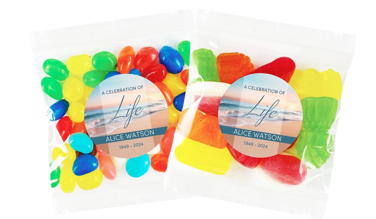 Beautiful Beach Funeral Personalised Lolly Bag