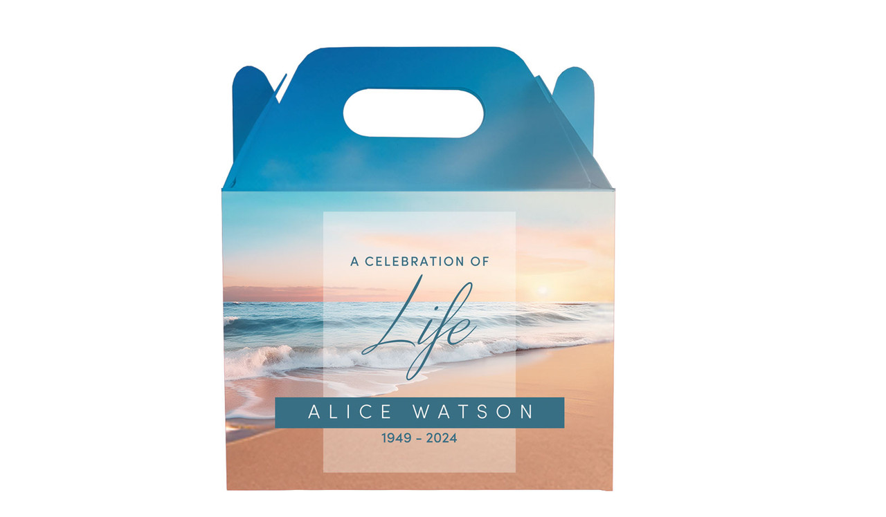 Beautiful Beach Funeral Personalised Gable Favour Box