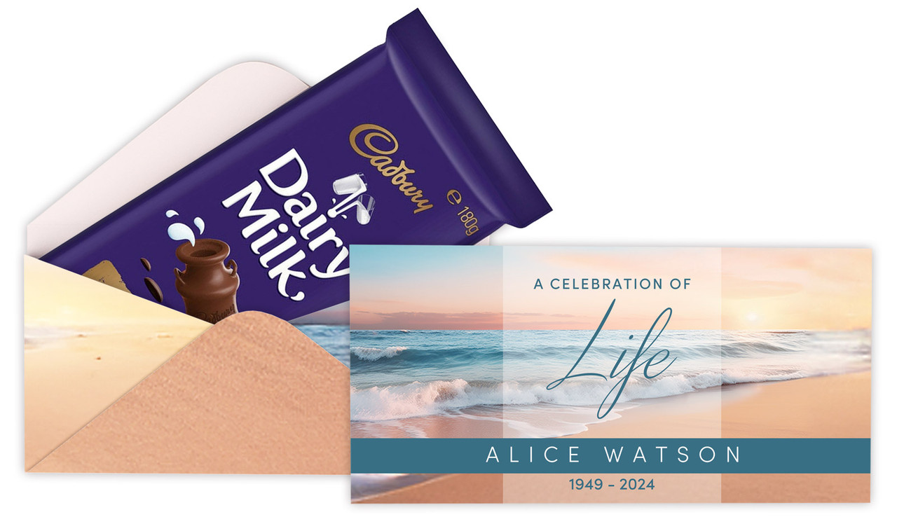Beautiful Beach Funeral Branded Cadbury Bar Box (Box Only)
