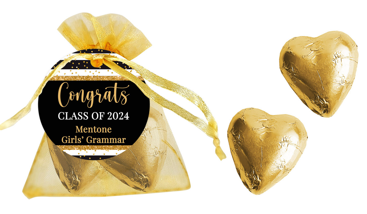 Confetti Stripe Personalised Graduation Organza Bags