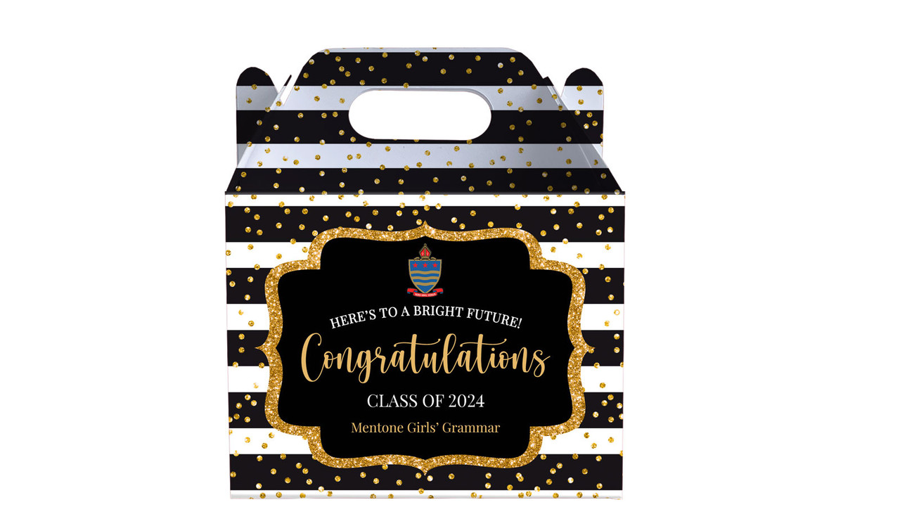 Confetti Stripe Personalised Graduation Gable Favour Box
