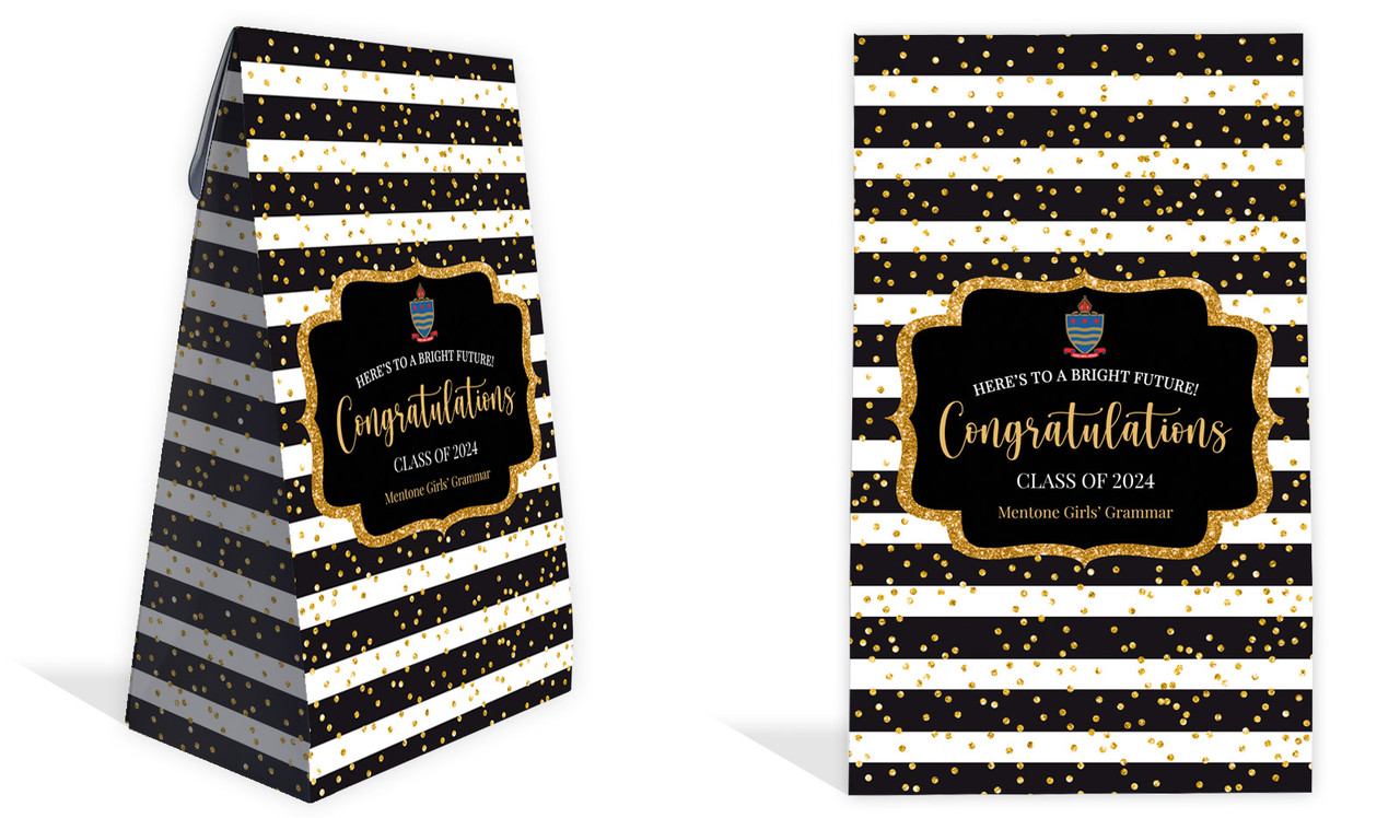 Confetti Stripe Personalised Graduation Gusset Favour Bag