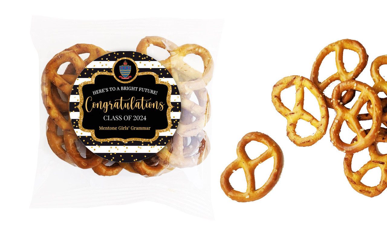 Confetti Stripe Personalised Graduation Bag Of Pretzels