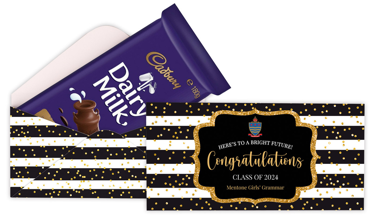 Confetti Stripe Personalised Graduation Cadbury Bar Box (Box Only)