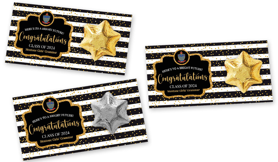 Confetti Stripe Personalised Graduation Star Card