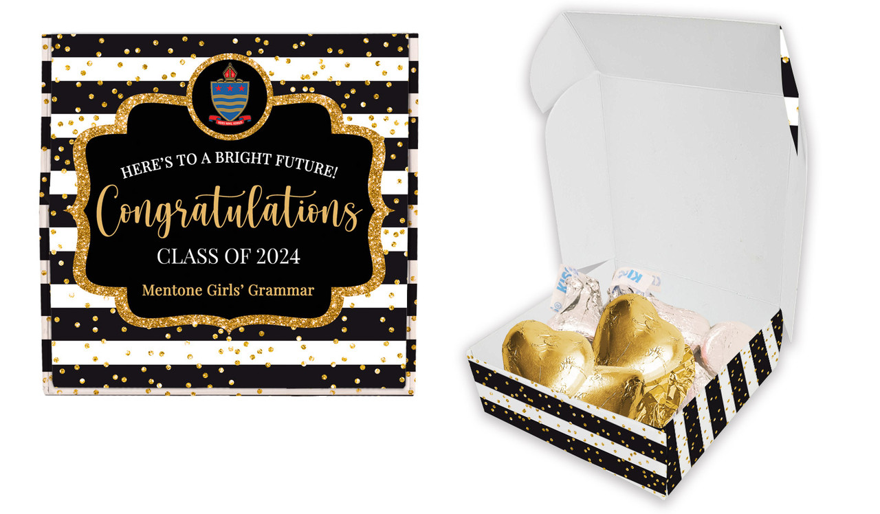 Confetti Stripe Personalised Graduation Hugs & Kisses Box