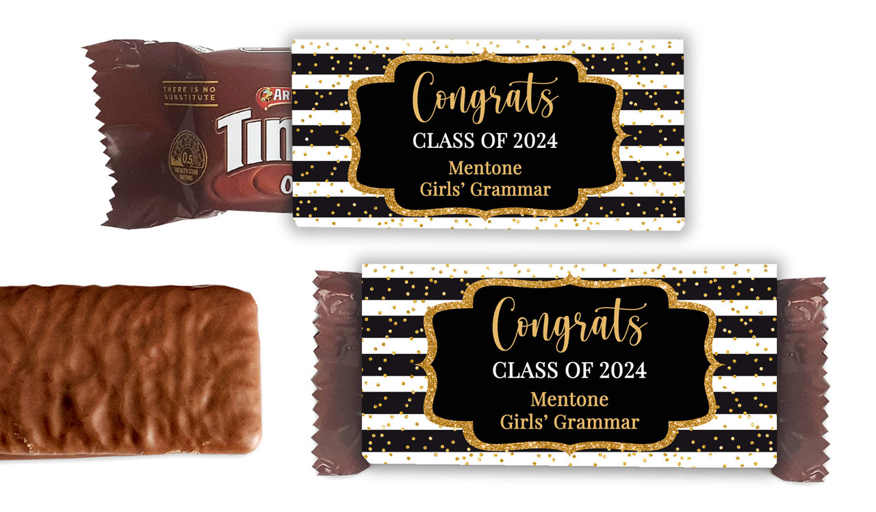 Confetti Stripe Personalised Graduation Tim Tam Biscuits