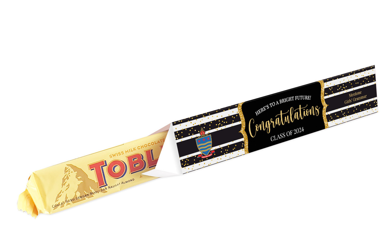 Confetti Stripe Personalised Graduation Toblerone Bar Box