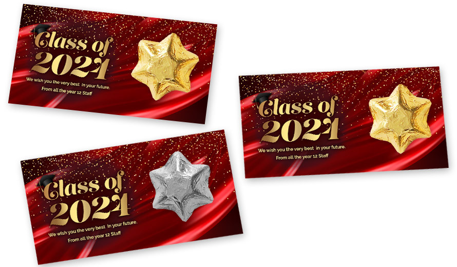 Red Curtain Personalised Graduation Star Card