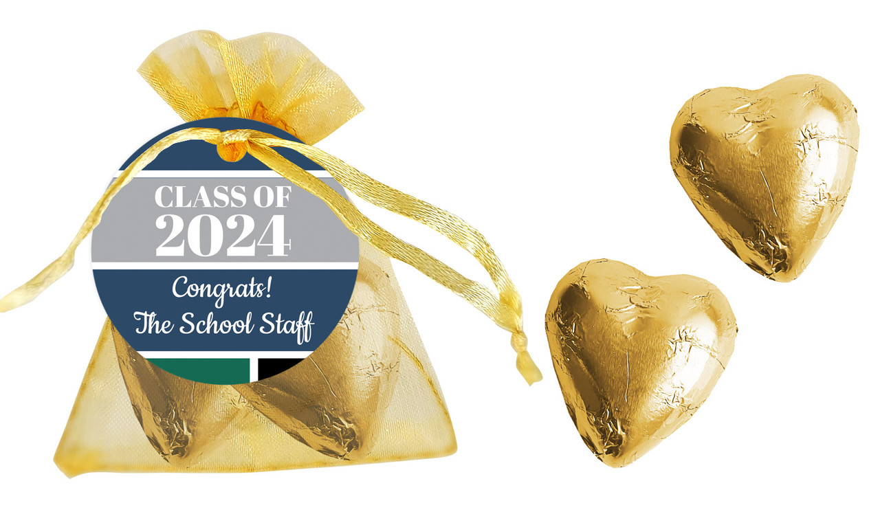 School Colours Personalised Graduation Organza Bags