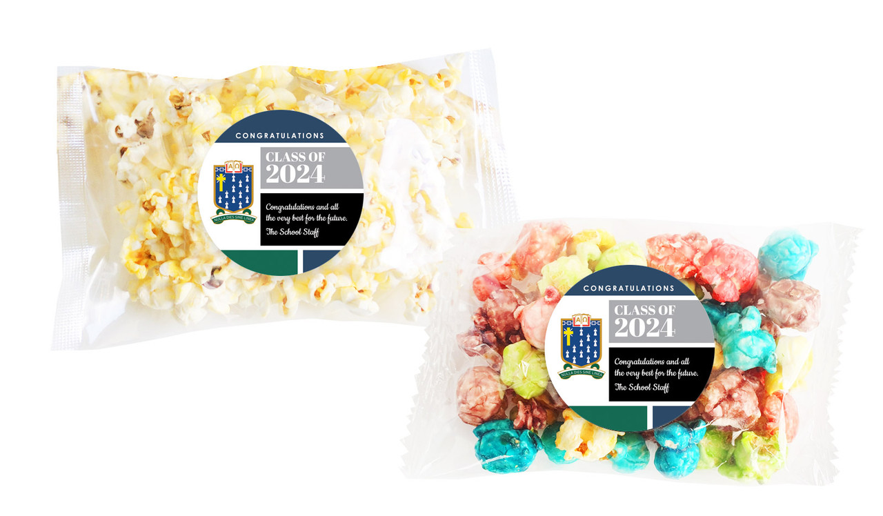 School Colours Personalised Graduation Popcorn Bag