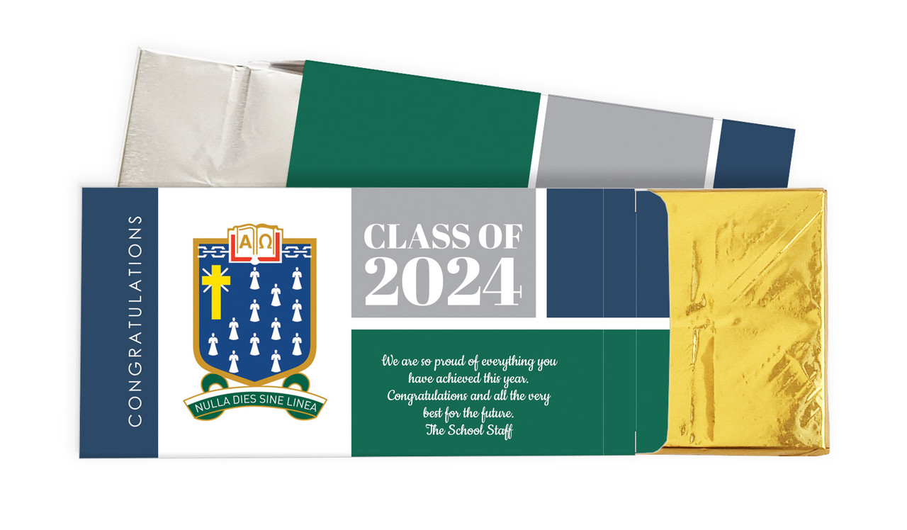 School Colours Personalised Graduation Chocolate Bar In A Box