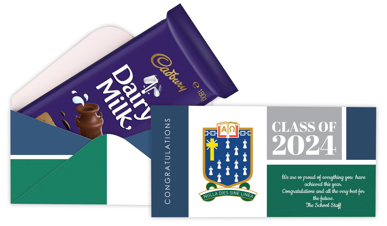 School Colours Personalised Graduation Cadbury Bar Box
