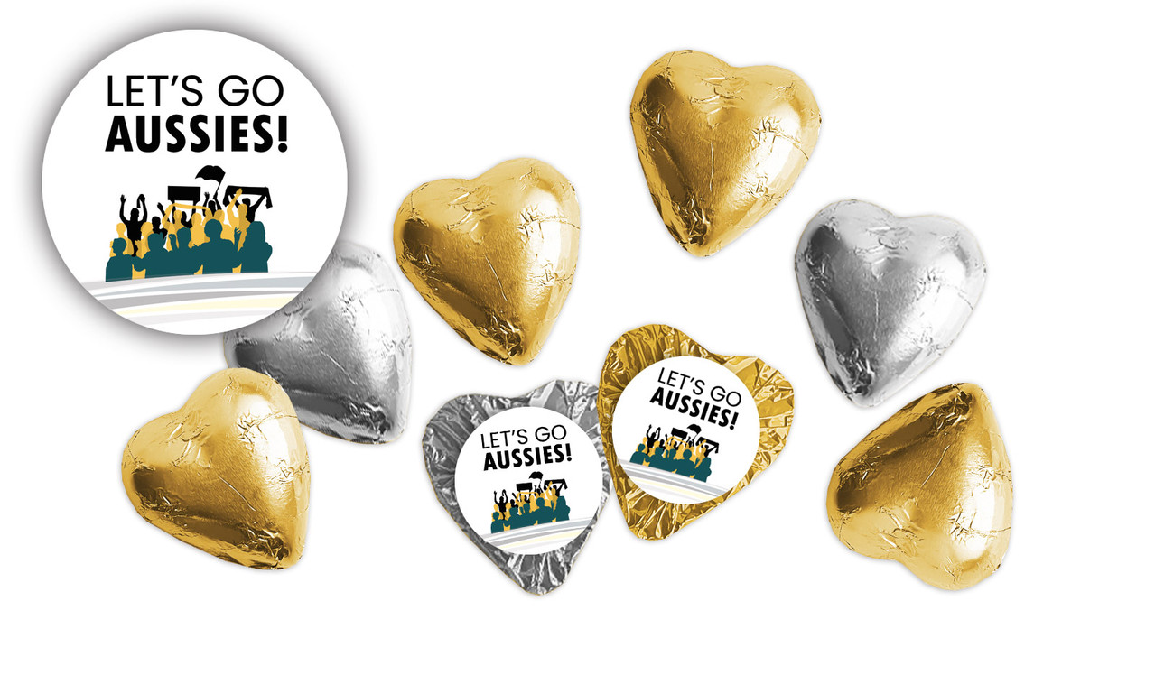 Go Aussies Australian Sports Custom Foil Chocolate Hearts