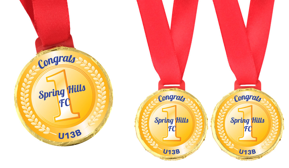 Medal 1st Place Personalised Chocolate Gold Medal