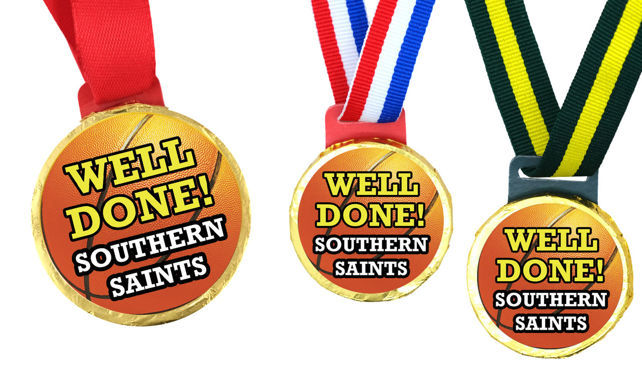 Basketball Personalised Chocolate Gold Medal