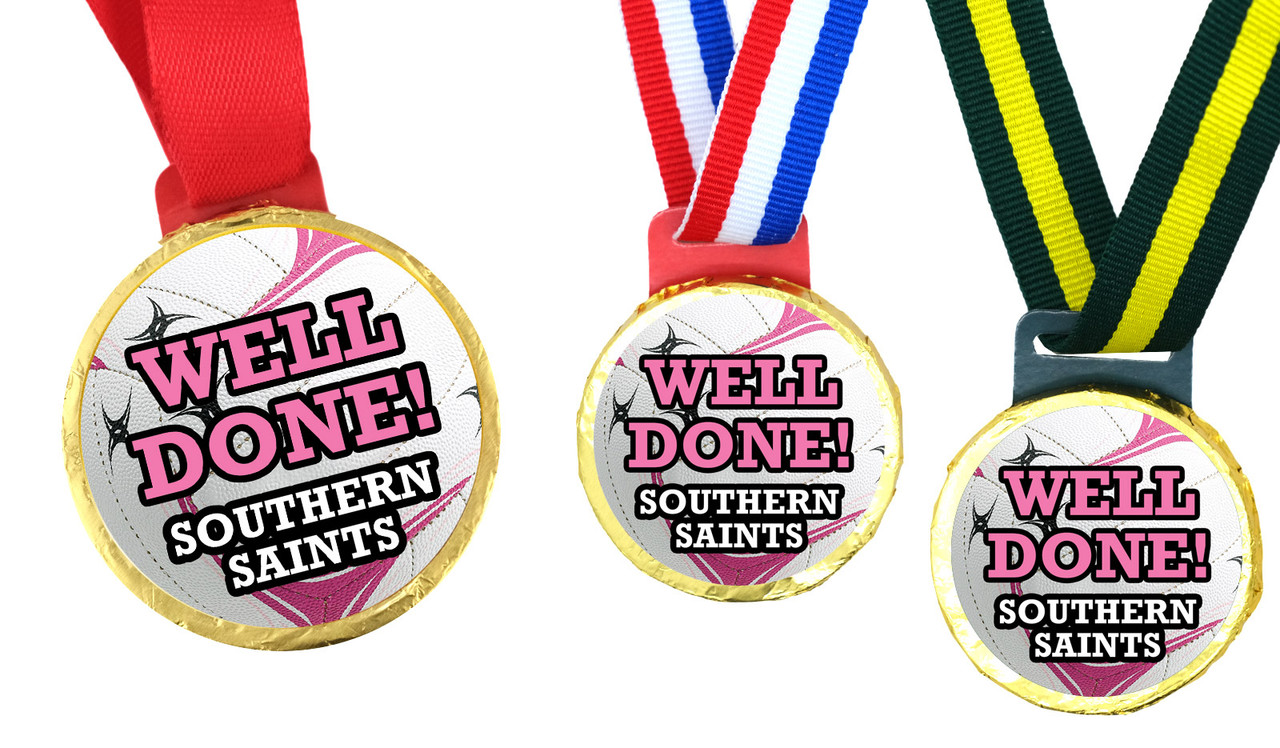 Netball Personalised Chocolate Gold Medal
