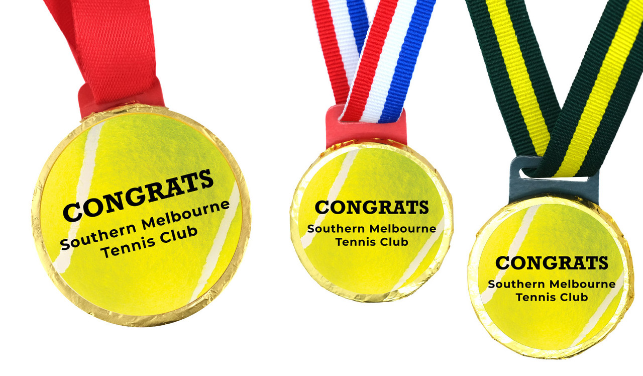 Tennis Ball Personalised Chocolate Gold Medal