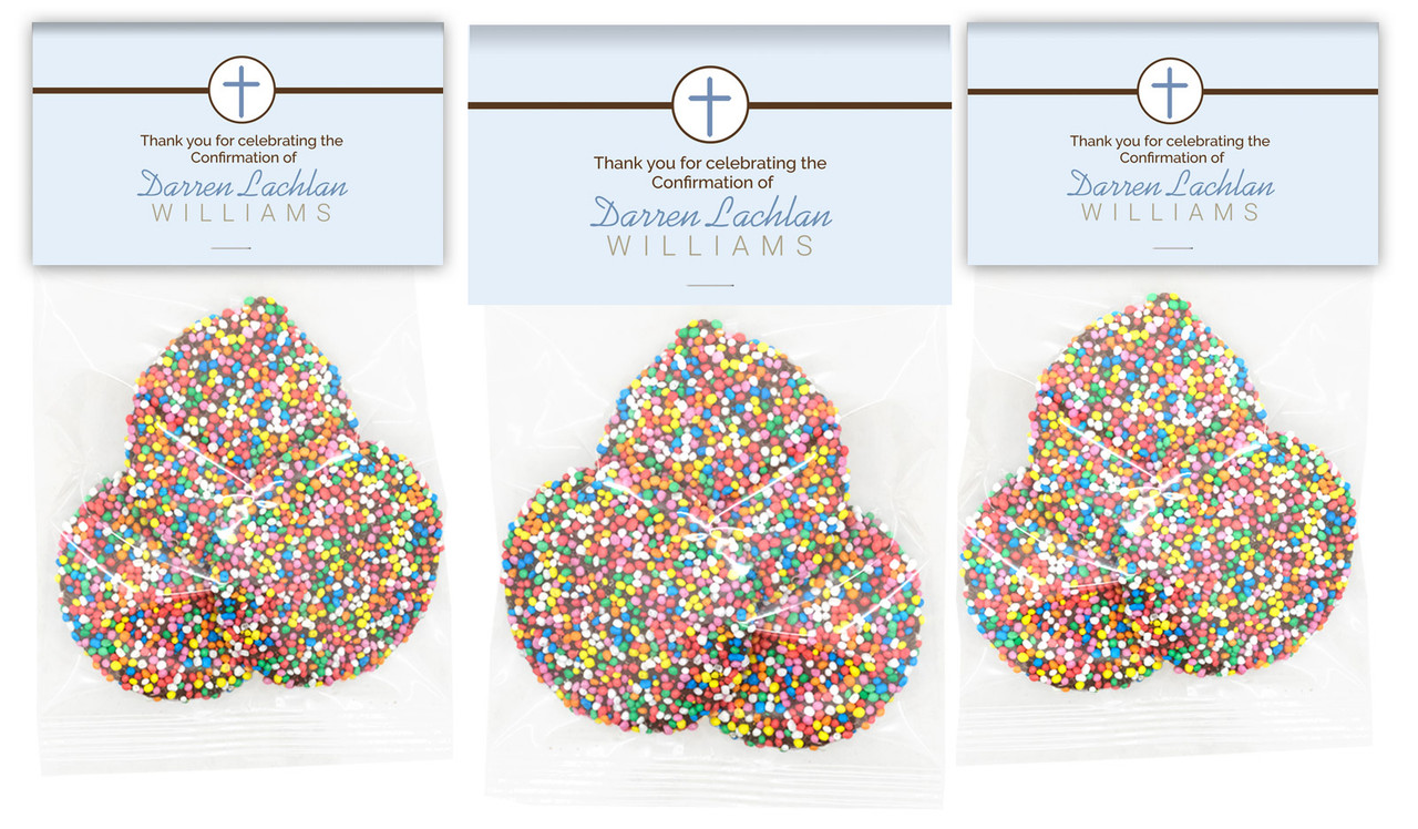 Cross On Blue Personalised Confirmation Speckle Bag