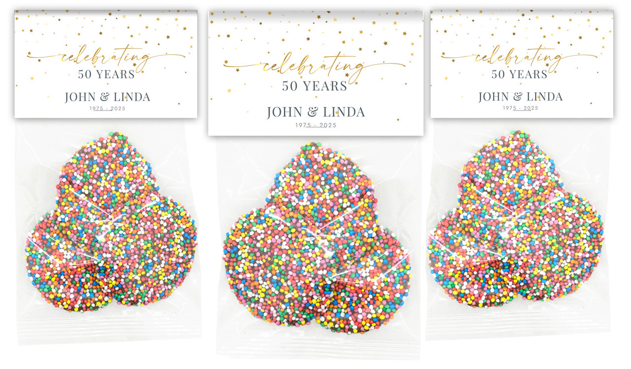 Falling Confetti Anniversary Personalised Speckle Bag