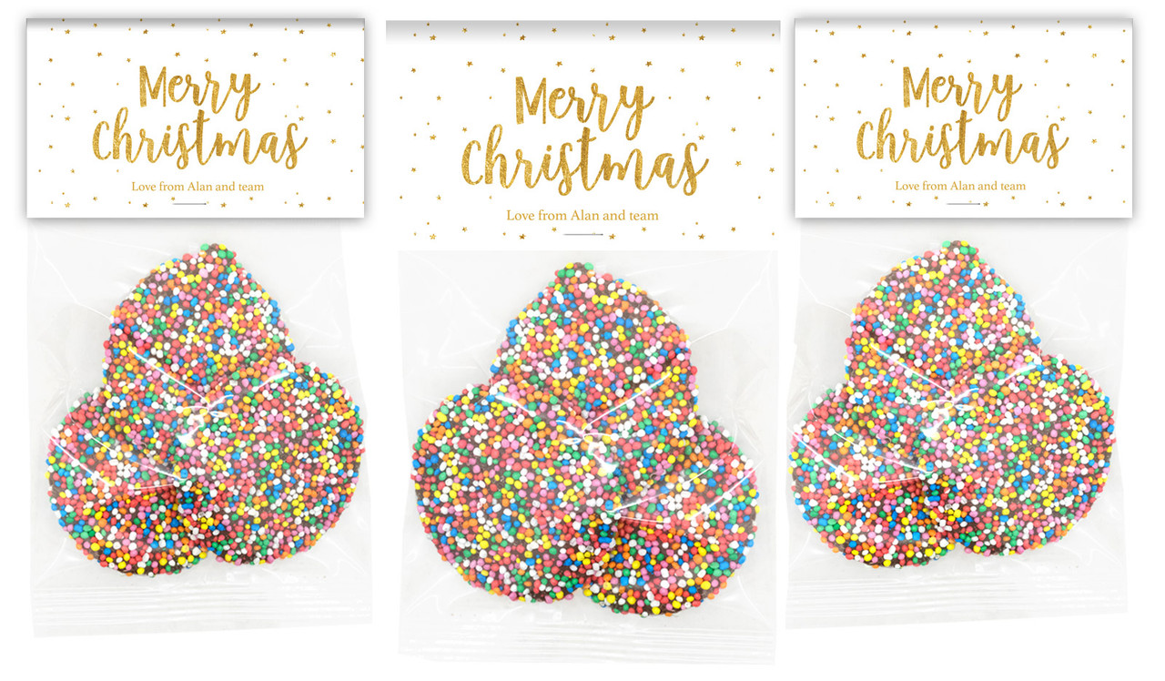 Gold Confetti Stars Christmas Personalised Speckle Bag