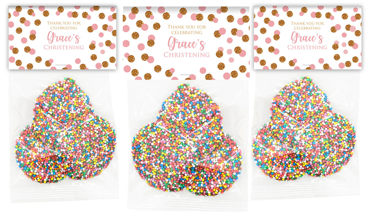 Confetti In Pink & Gold Custom Christening Speckle Bag
