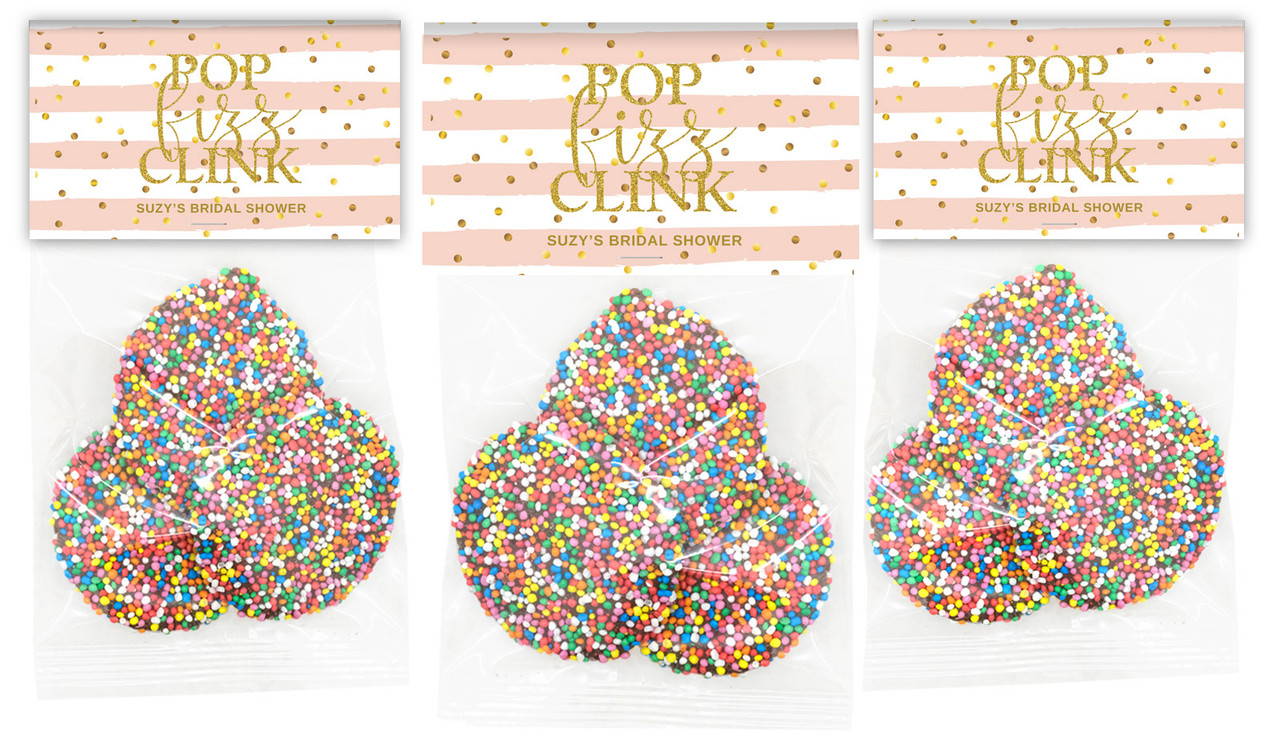 Pop Fizz Clink Personalised Bridal Shower Speckle Bag