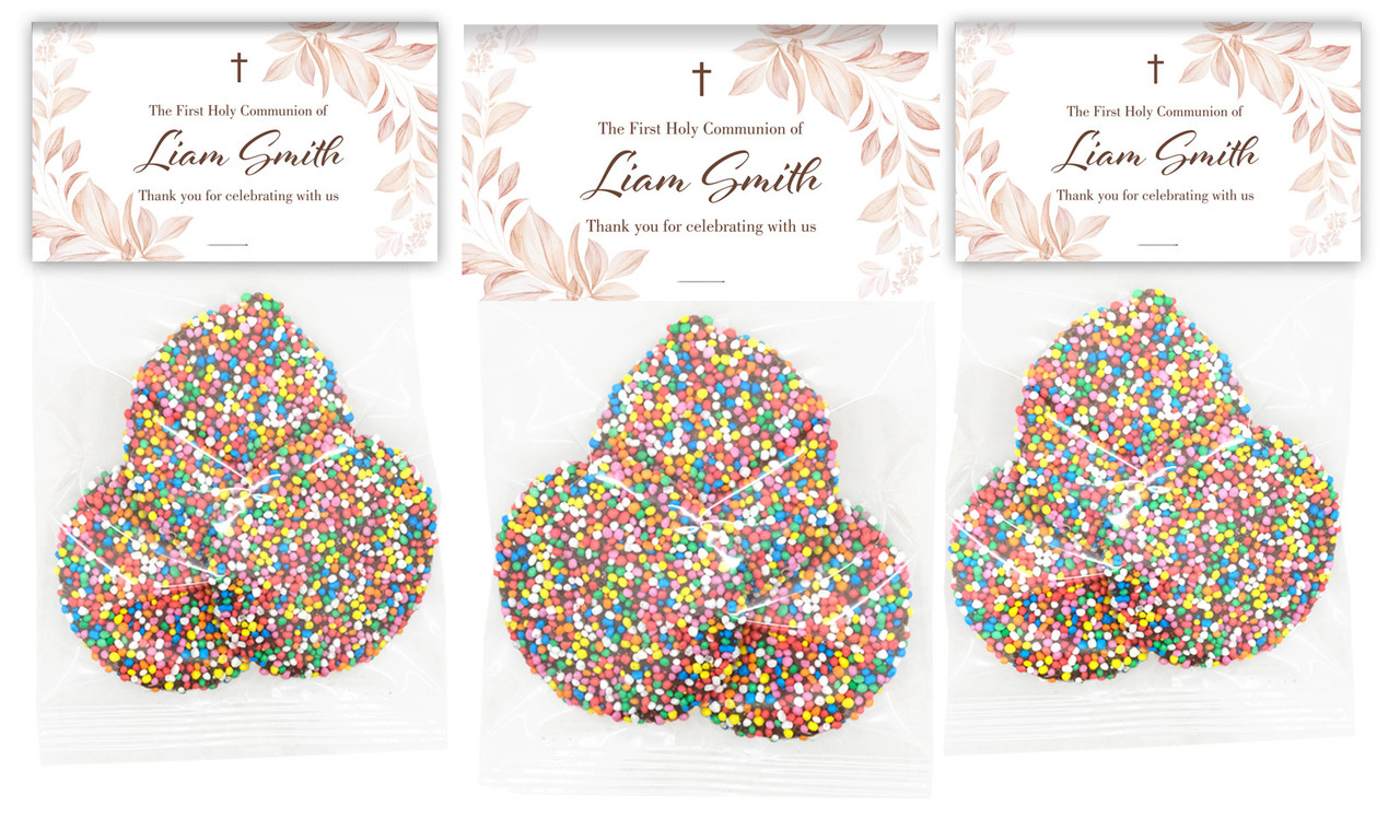 Natural Leaves Communion Personalised Speckle Bag