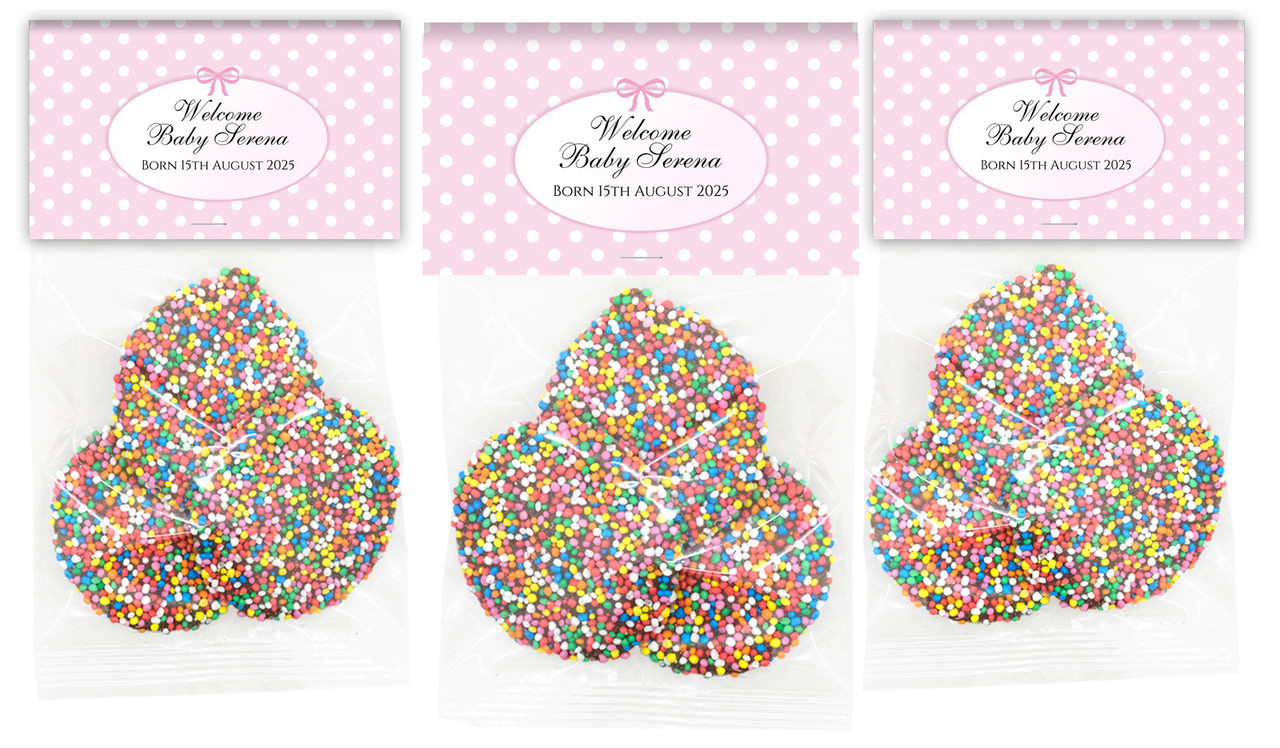 Polkadots In Pink Birth Announcement Speckle Bags