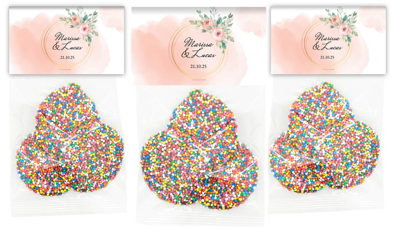 Gold Rings On Peach Personalised Speckle Bag