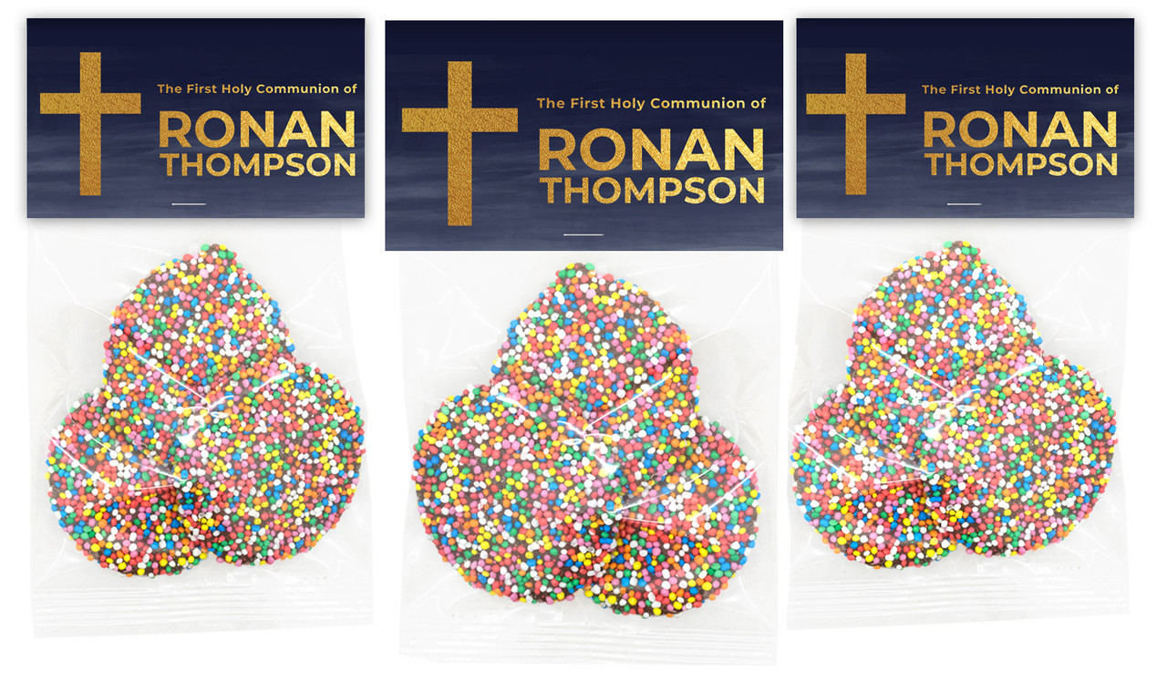 Navy Blue Watercolour Communion Personalised Speckle Bag