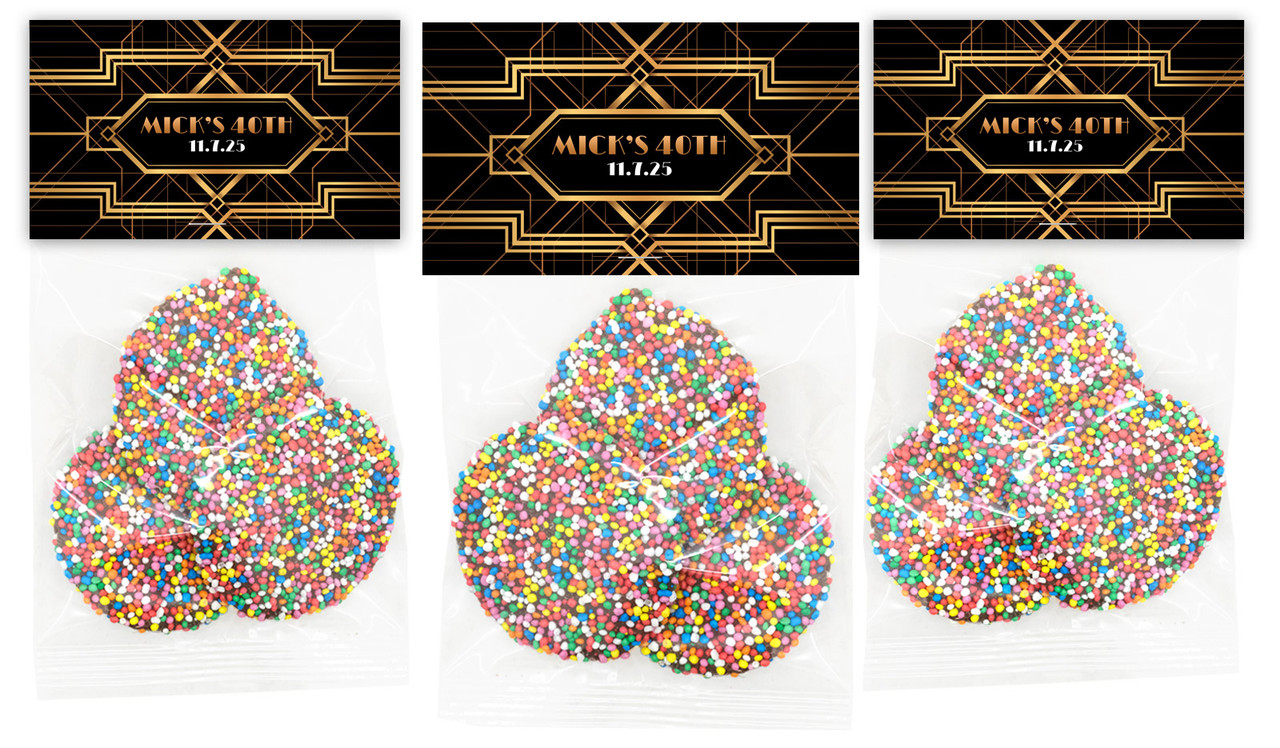 Art Deco Gold Birthday Party Personalised Speckle Bags