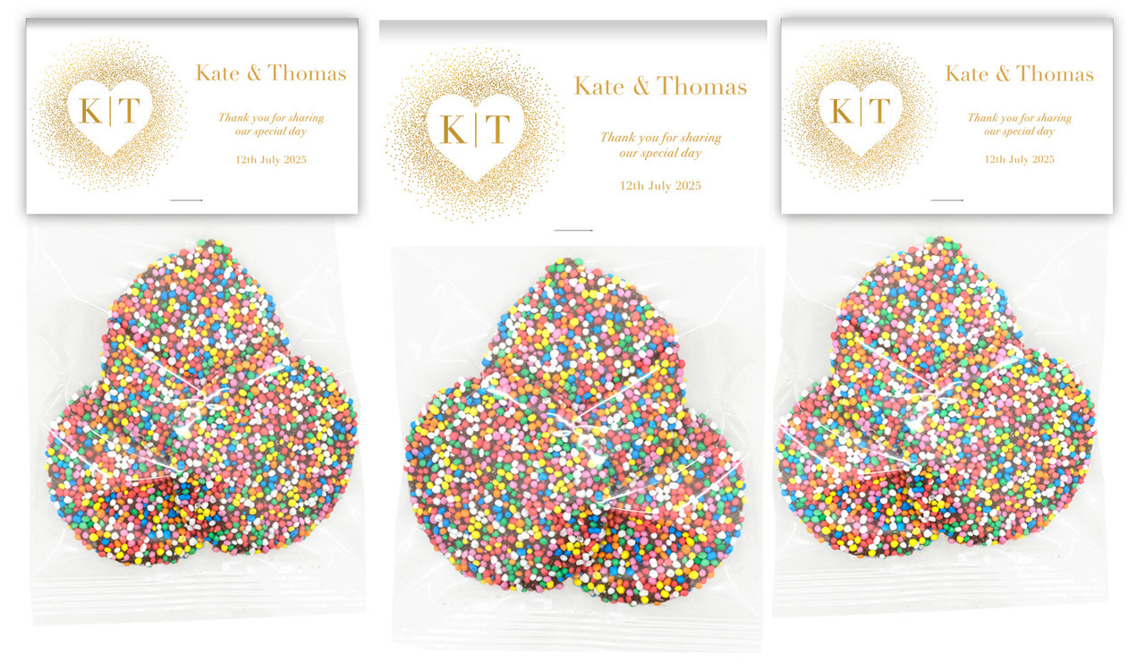 Heart Gold Confetti Personalised Speckle Bag