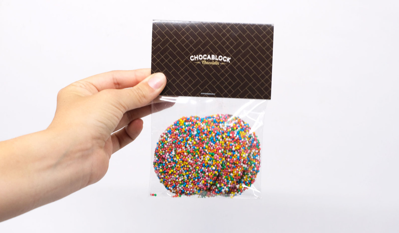 Model holding Speckle Bag for display purposes
