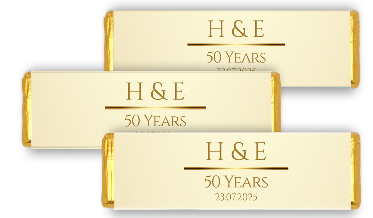 Add A Photo On Gold Personalised Anniversary Cadbury Chocolate Bar