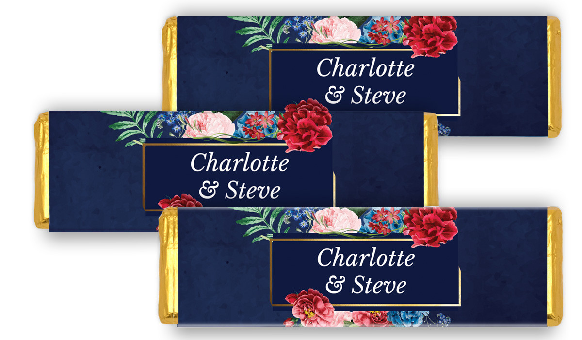 Floral Frame on Navy Personalised Cadbury Chocolate Bar
