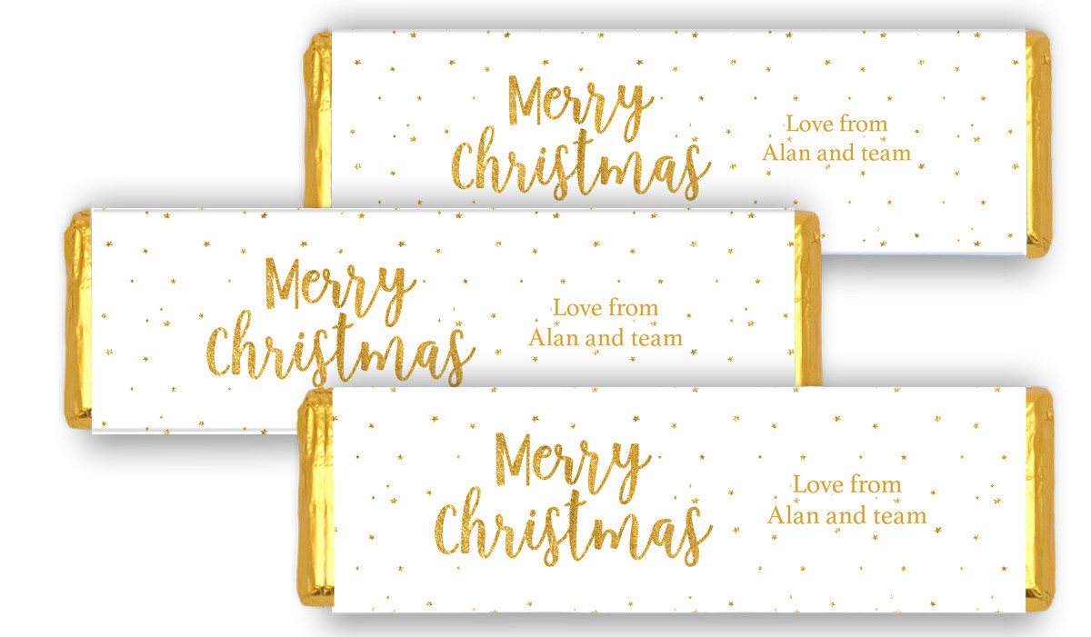 Gold Confetti Stars Christmas Personalised Cadbury Chocolate Bar