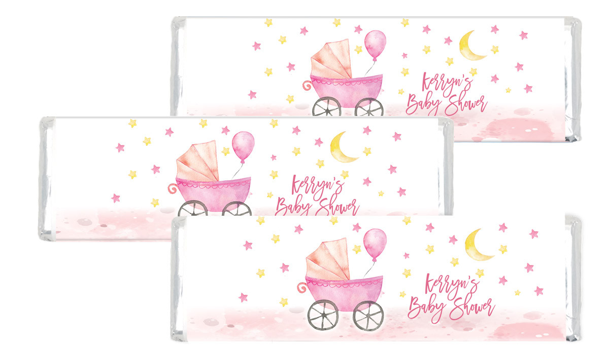 Pram In Pink Personalised Baby Shower Cadbury Chocolate Bar
