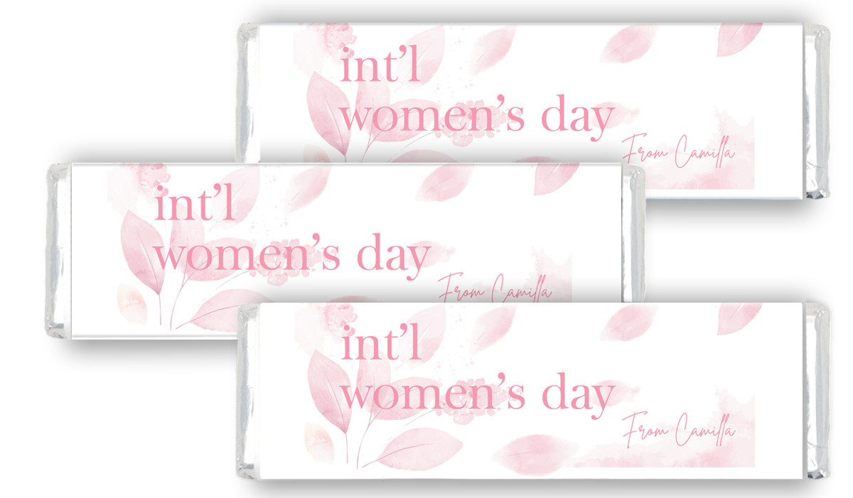 Pink Leaves Personalised Womens Day Cadbury Chocolate Bar