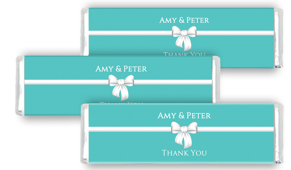 Turquoise Blue Bow Personalised Engagement Cadbury Chocolate Bar