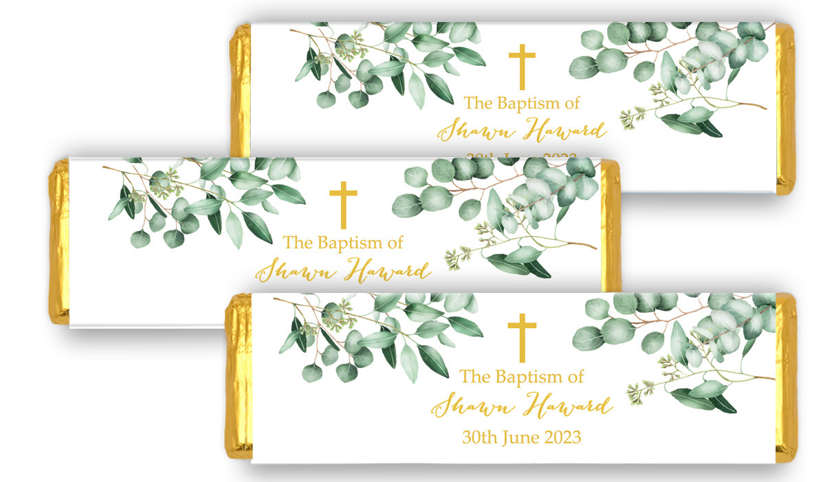 Gum Leaves And Gold Christening Cadbury Chocolate Bar