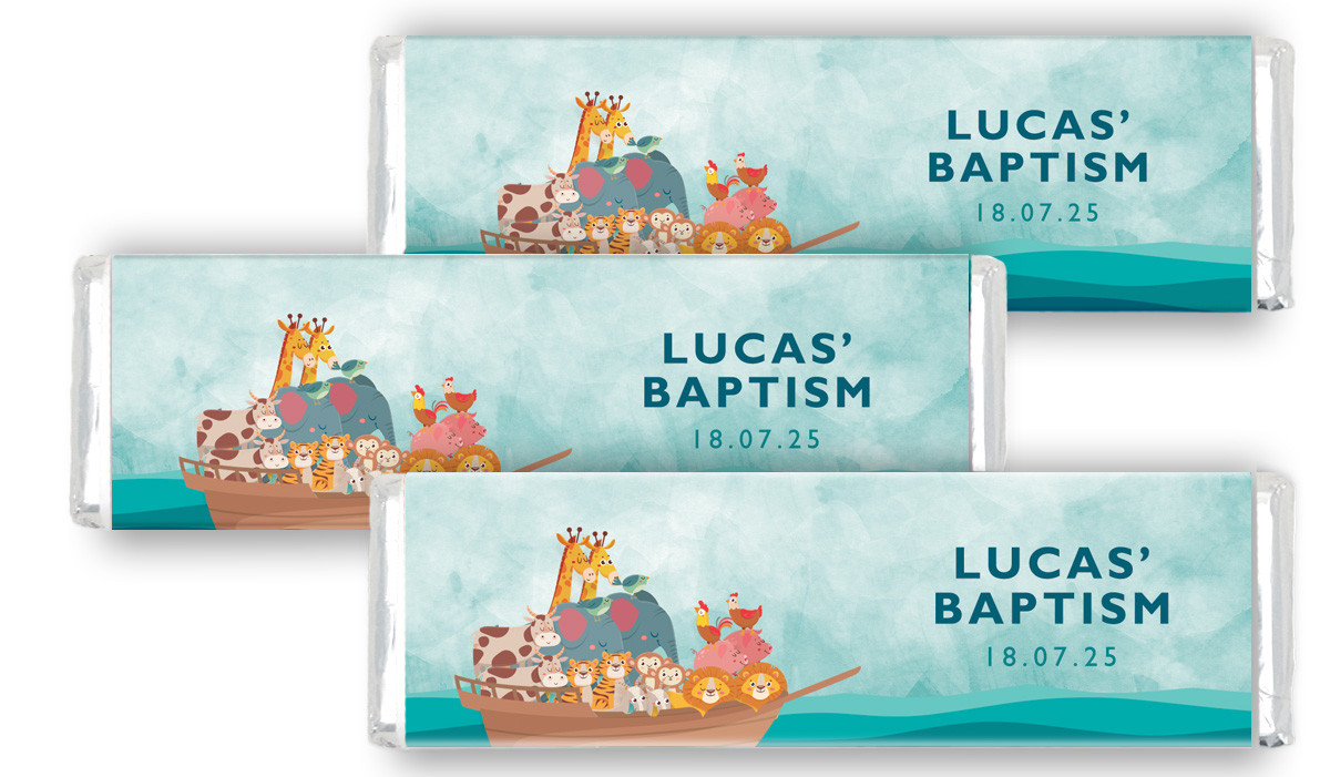 Noahs Ark  Custom Christening Cadbury Chocolate Bar