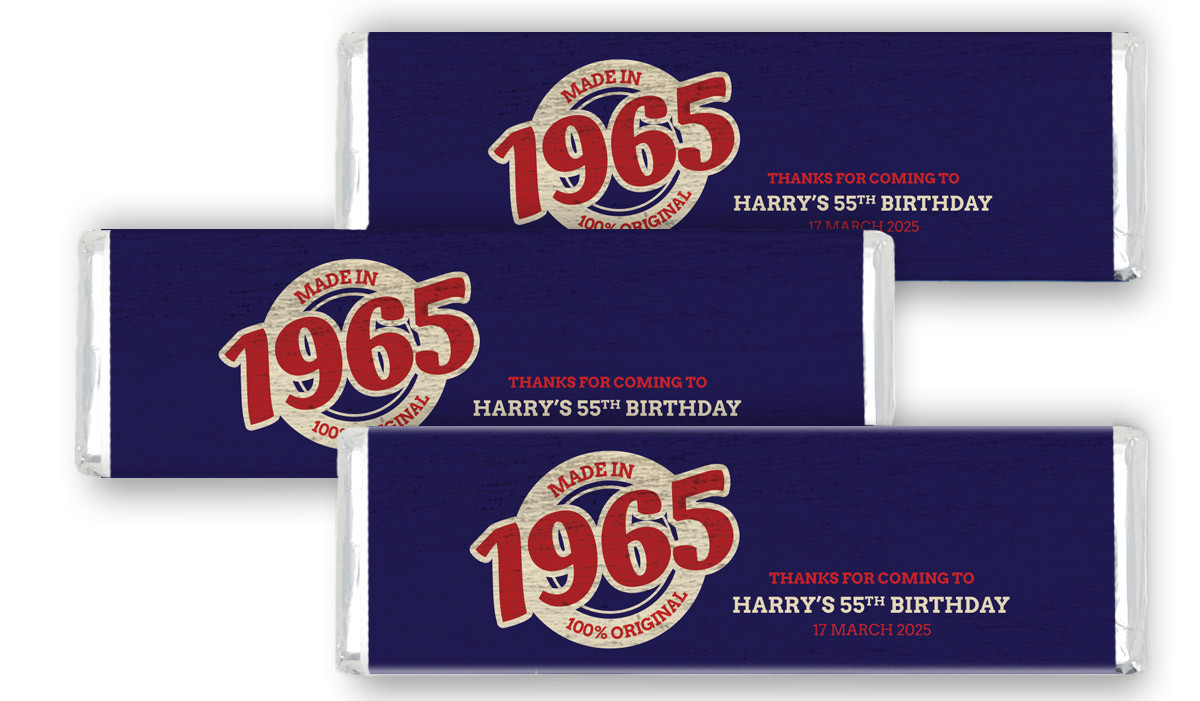 Made In Year Birthday Custom Cadbury Chocolate Bar Favours
