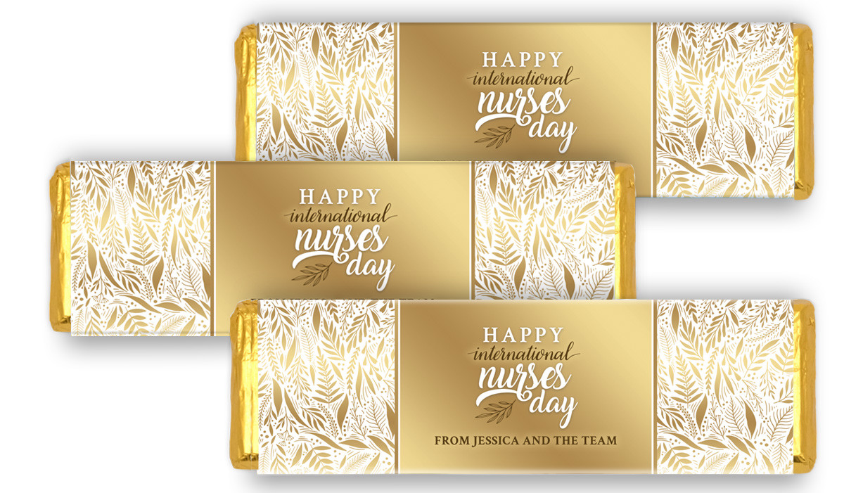 Seamless Gold Leaves Nurses Day Personalised Cadbury Chocolate Bar