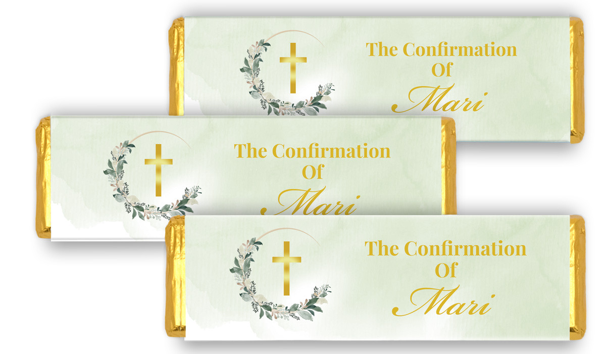 Greenery Hoop Personalised Confirmation Cadbury Chocolate Bar