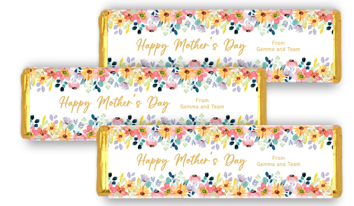 Colourful Florals Mother's Day Custom Cadbury Chocolate Bar